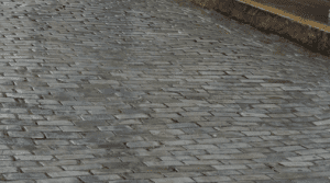 a cobblestone pavement with rectangular stones