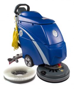 Cleaning anti-slip floors with a soft brush