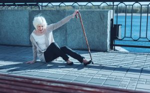 Older lady suffering from slip and fall